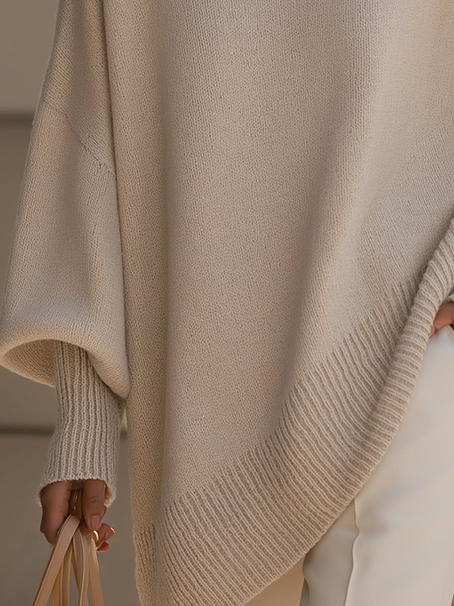 Women's Oversized Knit Sweater – Relaxed Long Sleeve Casual Sweater