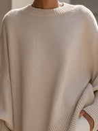 Women's Oversized Knit Sweater – Relaxed Long Sleeve Casual Sweater