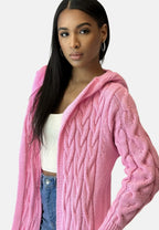 Women's Textured Hooded Cardigan – Longline Cold Weather Cardigan