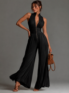 Women's Floral V-Neck Jumpsuit – Wide Leg Formal Occasion Jumpsuit