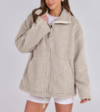 Women's Oversized Fleece Winter Jacket – Warm Zip-Up Jacket