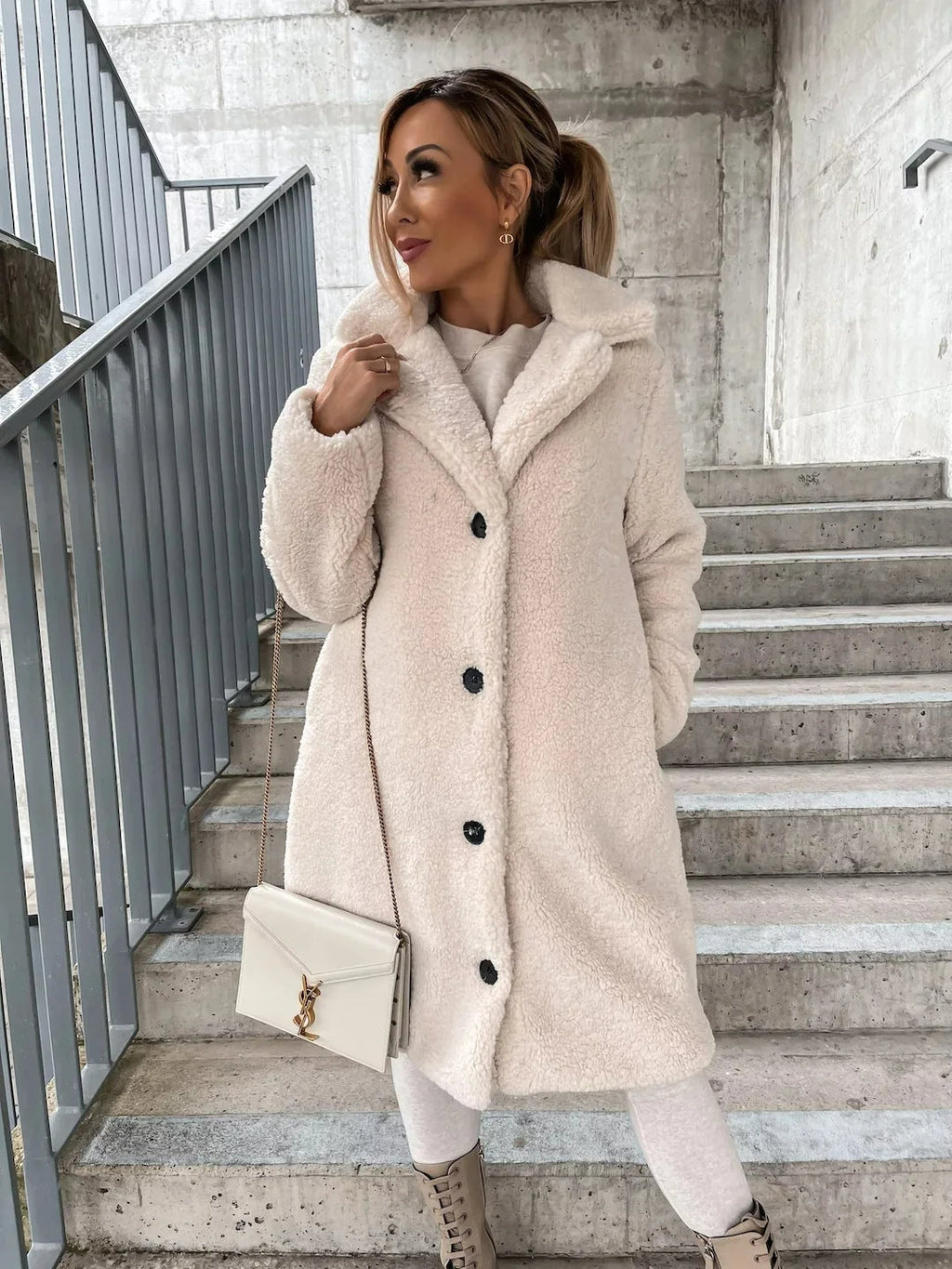 Women's Textured Longline Trench Coat – Relaxed Button Front Coat