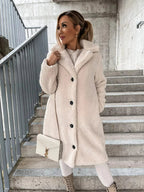 Women's Textured Longline Trench Coat – Relaxed Button Front Coat