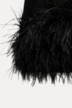 Women's Halter Feather Mini Dress – Statement Trim Cocktail Party Dress