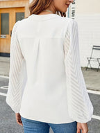 Women's V-Neck Office Blouse – Tailored Long Sleeve Work Blouse