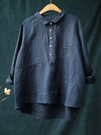 Women's Button Front Stand Collar Blouse – Long Sleeve Dressy Blouse