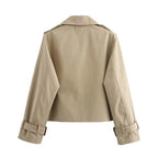 Women's Cropped Trench Coat – Short Double-Breasted Transitional Jacket