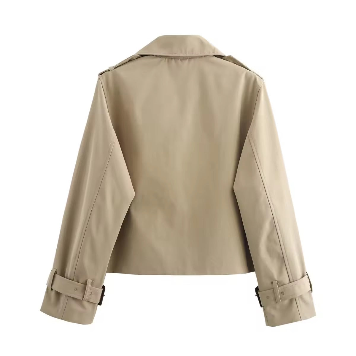 Women's Cropped Trench Coat – Short Double-Breasted Transitional Jacket