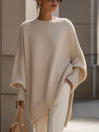 Women's Oversized Knit Sweater – Relaxed Long Sleeve Casual Sweater
