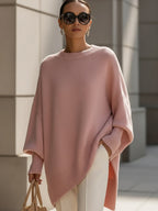 Women's Oversized Knit Sweater – Relaxed Long Sleeve Casual Sweater