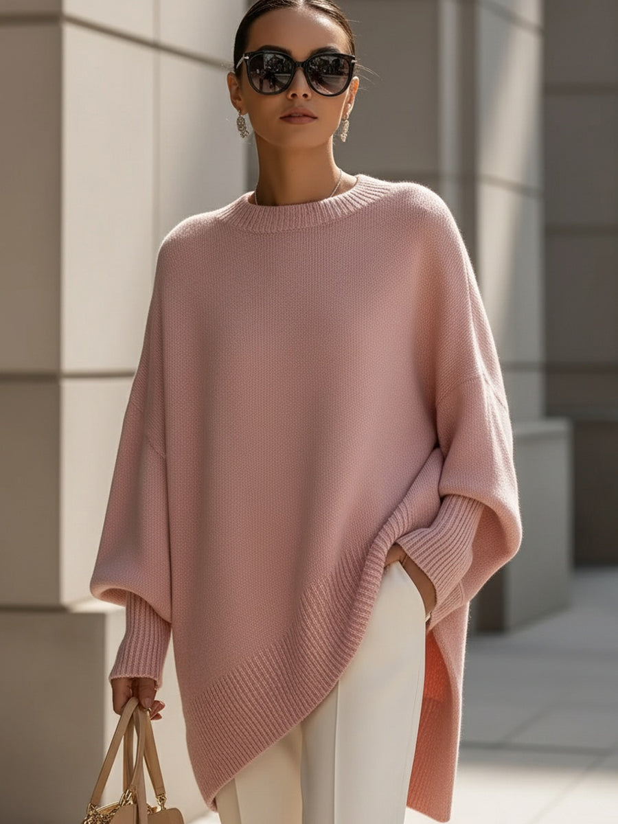 Women's Oversized Knit Sweater – Relaxed Long Sleeve Casual Sweater