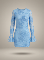 Women's Floral Puff Sleeve Mini Dress – Flared Garden Party Dress