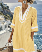 Women's Striped Summer Mini Dress – Short Sleeve Relaxed Dress