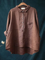 Women's Button Front Stand Collar Blouse – Long Sleeve Dressy Blouse
