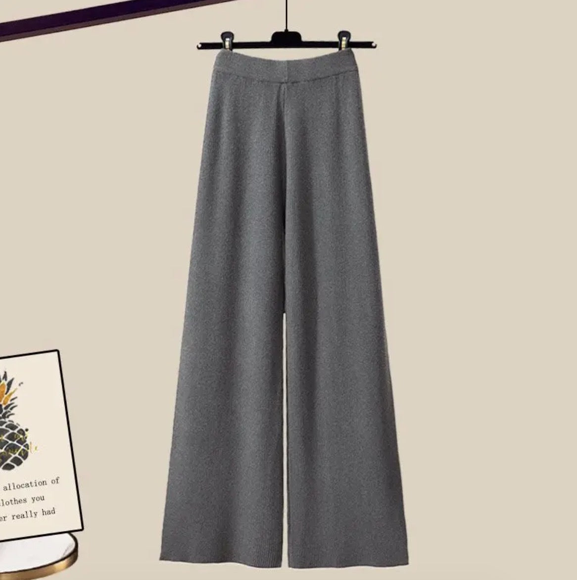 Women's High Waist Matching Set – Relaxed Top & Wide Leg Trousers
