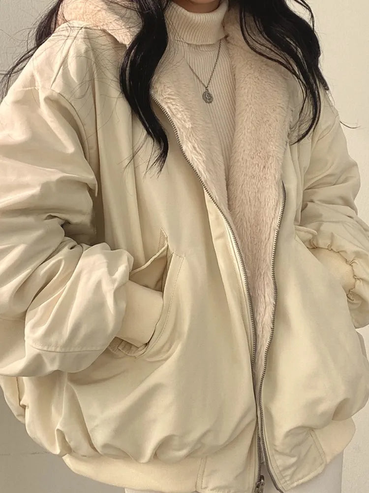 Women's Reversible Winter Jacket – Oversized Hooded Jacket