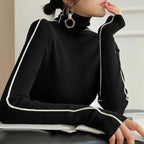 Women's Long Sleeve Roll Neck Sweater – Fitted Winter Knit Sweater