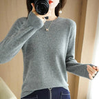 Women's Crew Neck Knit Sweater – Lightweight Long Sleeve Sweater