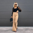 Women's Long Flared High Waist Pants – Retro Style Casual Trousers