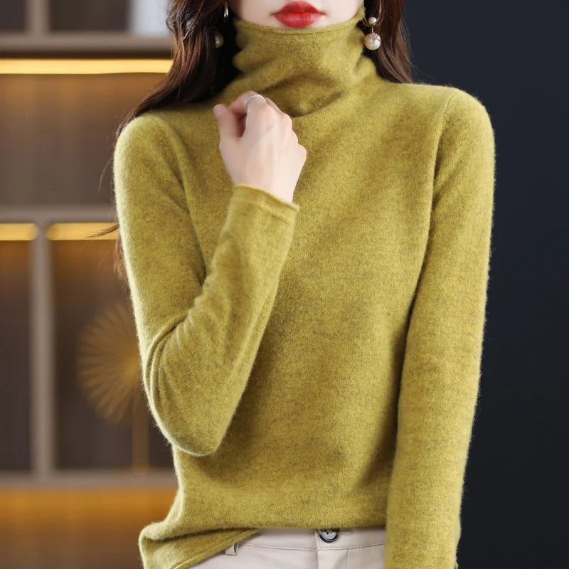 Women's Turtleneck Winter Sweater – Classic Roll Neck Knit Sweater