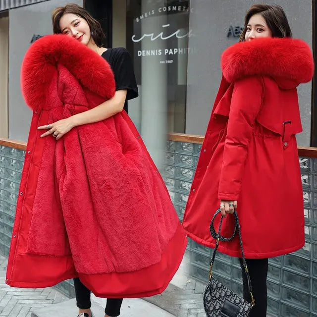 Women's Fur Lined Winter Parka – Hooded Longline Coat