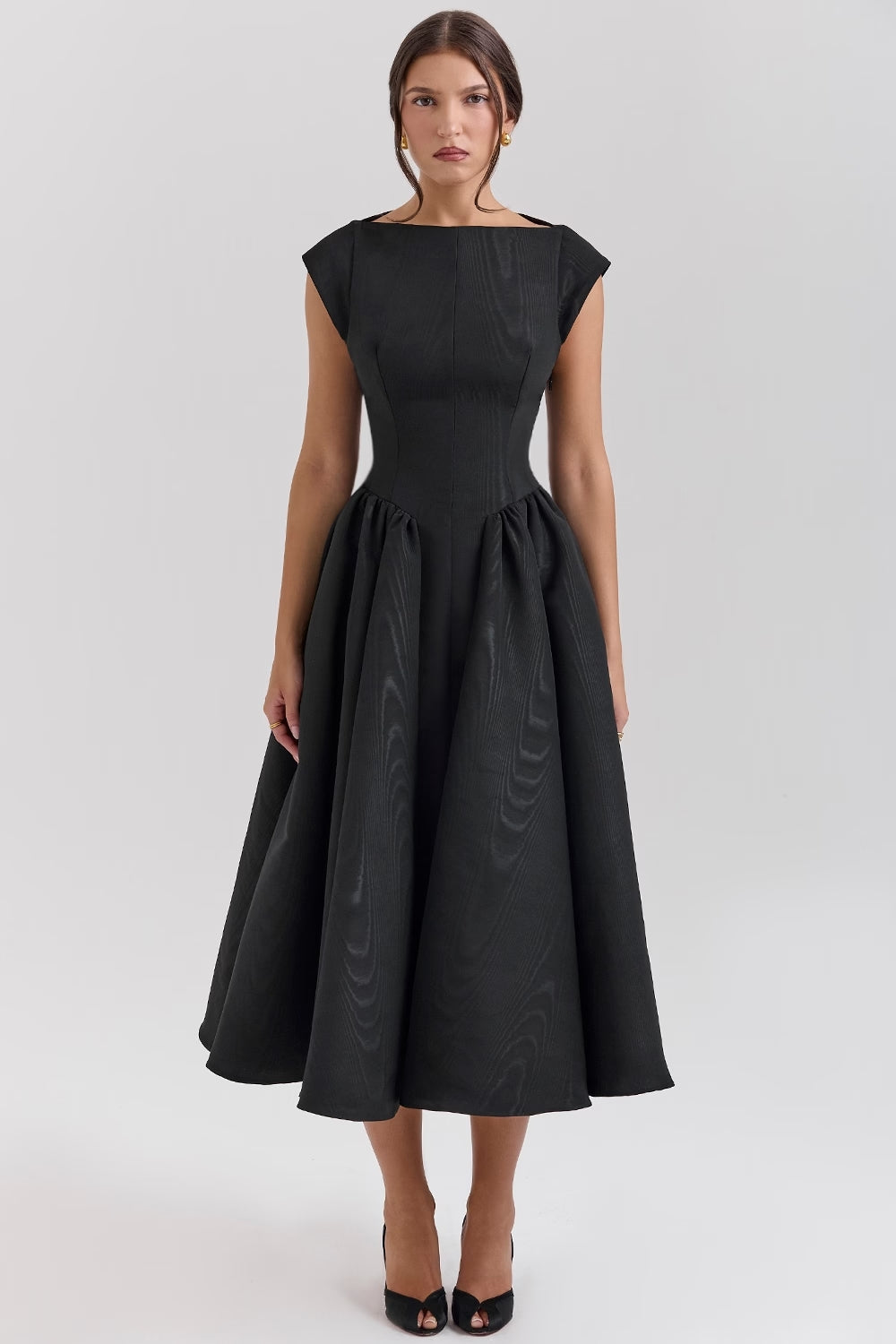 Women's Tailored Wedding Guest Dress – Defined Waist Flowy Occasion Dress