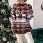 Women's Reindeer Holiday Sweater – Festive Christmas Knit Sweater