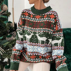 Women's Reindeer Holiday Sweater – Festive Christmas Knit Sweater