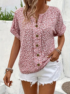 Women's Turn-Up Sleeve Blouse – Curved Hem Button Front Blouse