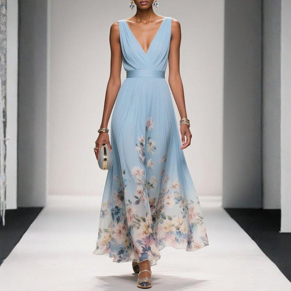 Women's Floral Wedding Guest Maxi Dress – Flowy Summer Occasion Dress