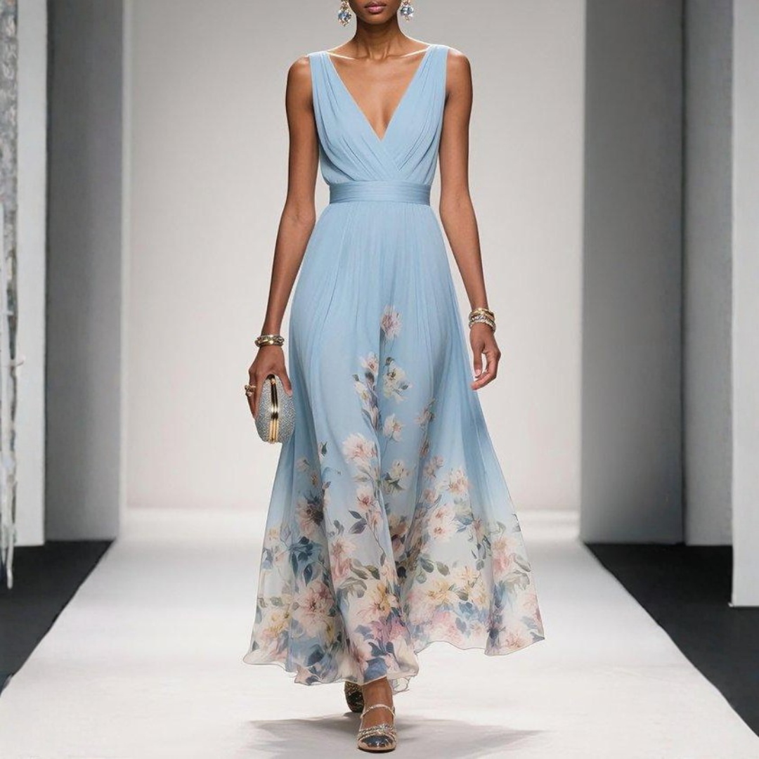 Women's Floral Wedding Guest Maxi Dress – Flowy Summer Occasion Dress