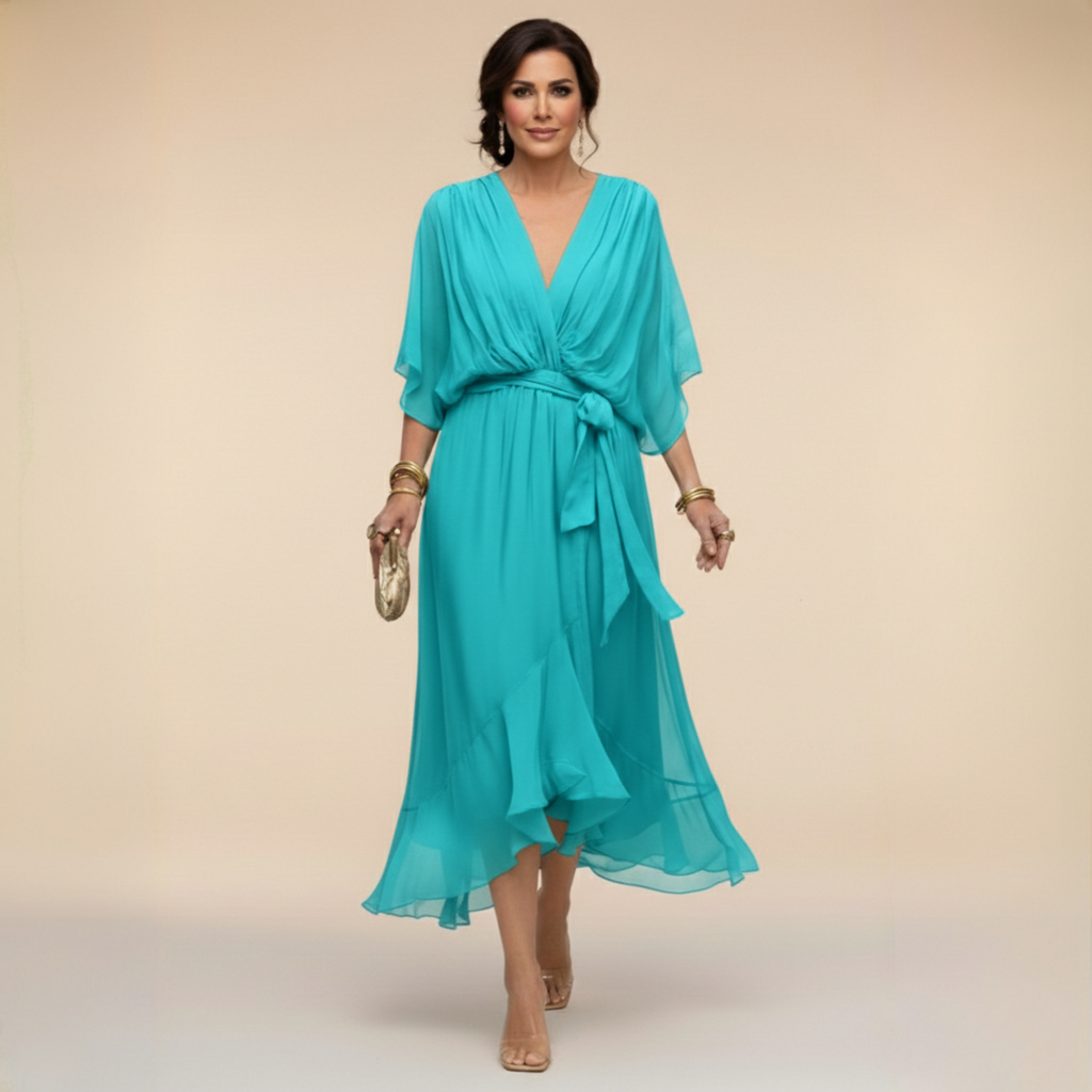 Women's V-Neck Summer Occasion Dress – Lightweight Flowy Dress