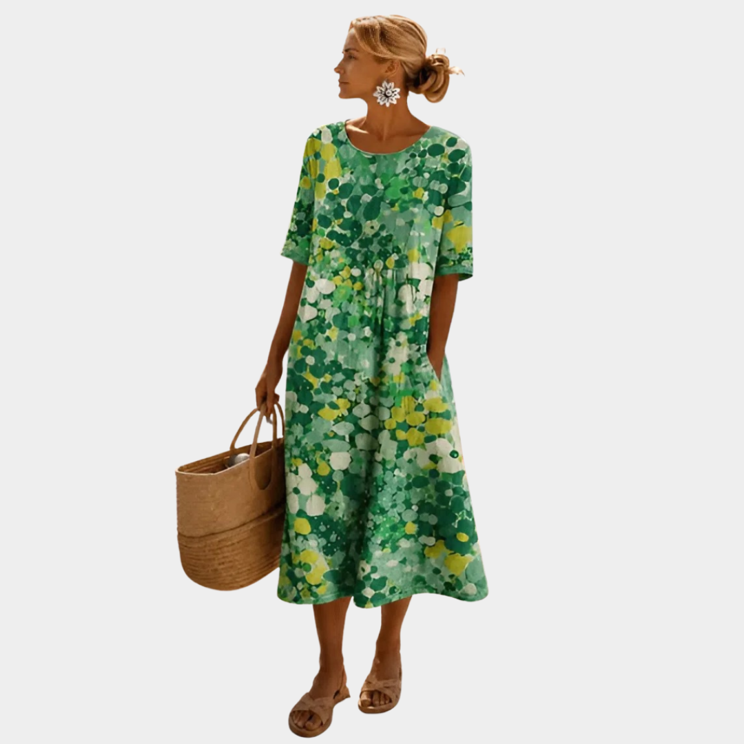 Women's Floral Summer Midi Dress – Relaxed Flowy Dress