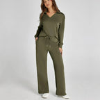 Women's Relaxed Lounge Set – Oversized Wide Leg Two-Piece Outfit