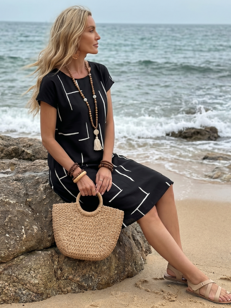 Women's Everyday Print Dress – Relaxed Flowy Day Dress