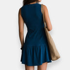 Women's Boho Ruffle Dress – V-Neck Cinched Waist Summer Dress