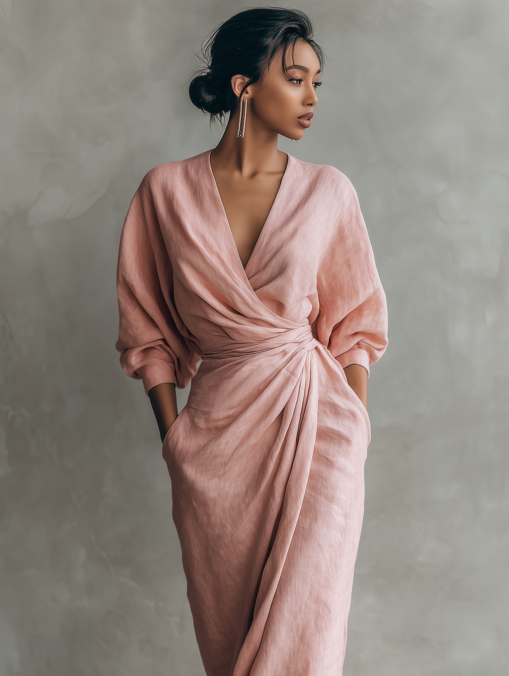 Women's V-Neck Maxi Dress – Minimalist Flowy Summer Dress