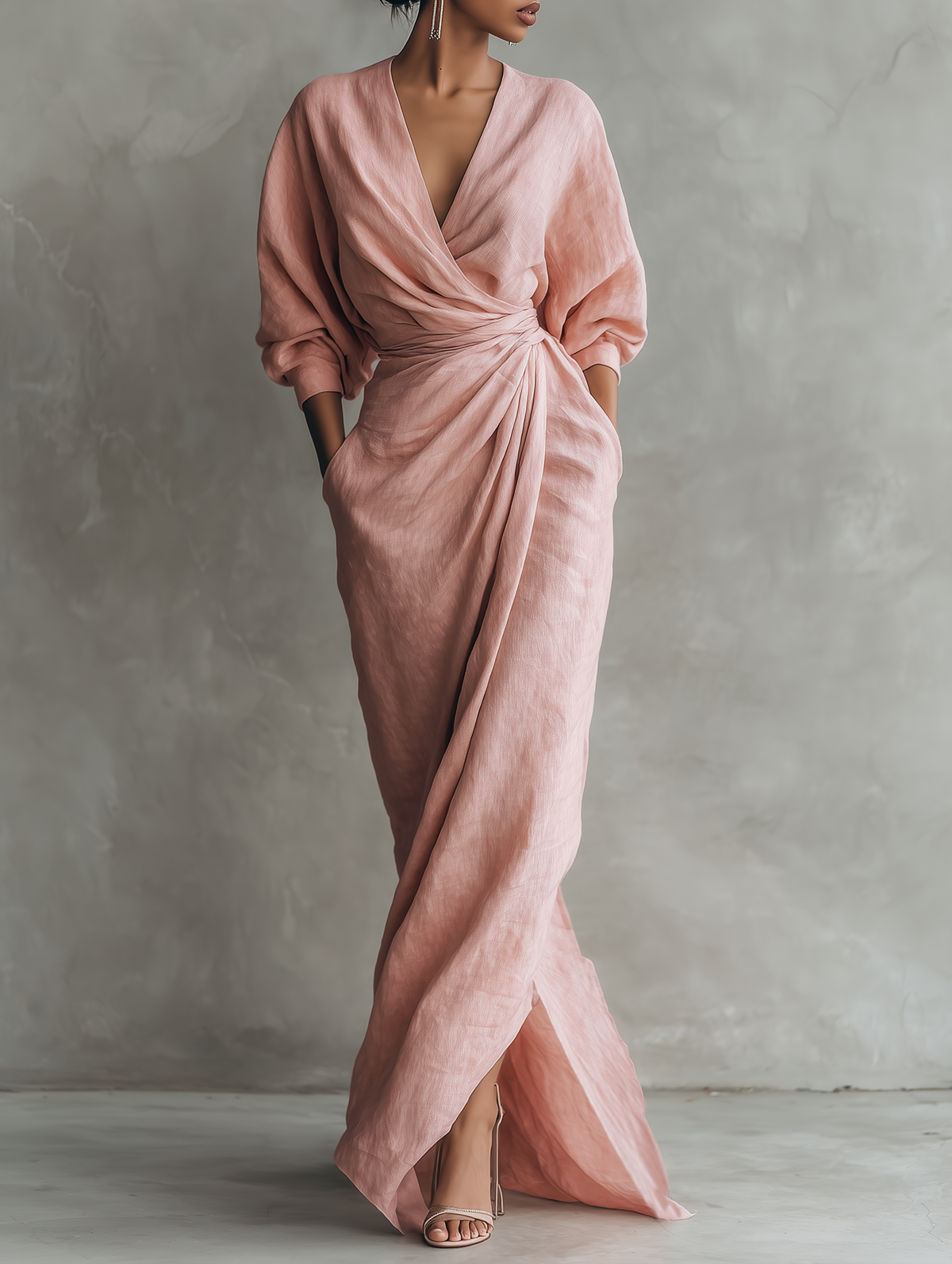 Women's V-Neck Maxi Dress – Minimalist Flowy Summer Dress
