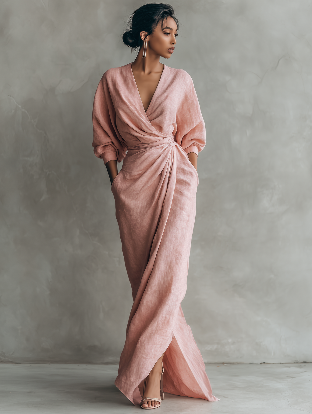 Women's V-Neck Maxi Dress – Minimalist Flowy Summer Dress