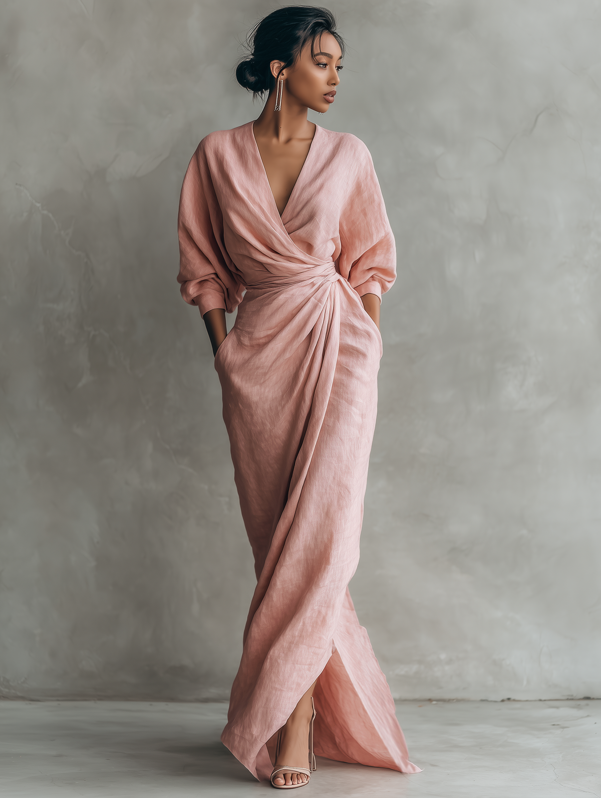 Women's V-Neck Maxi Dress – Minimalist Flowy Summer Dress