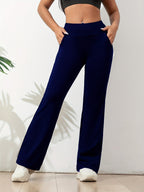 Women's Flared Yoga Pants – High Waist Stretch Pocket Workout Trousers