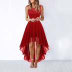 Women's High-Low Wedding Guest Midi Dress – Asymmetrical Flowy Occasion Dress