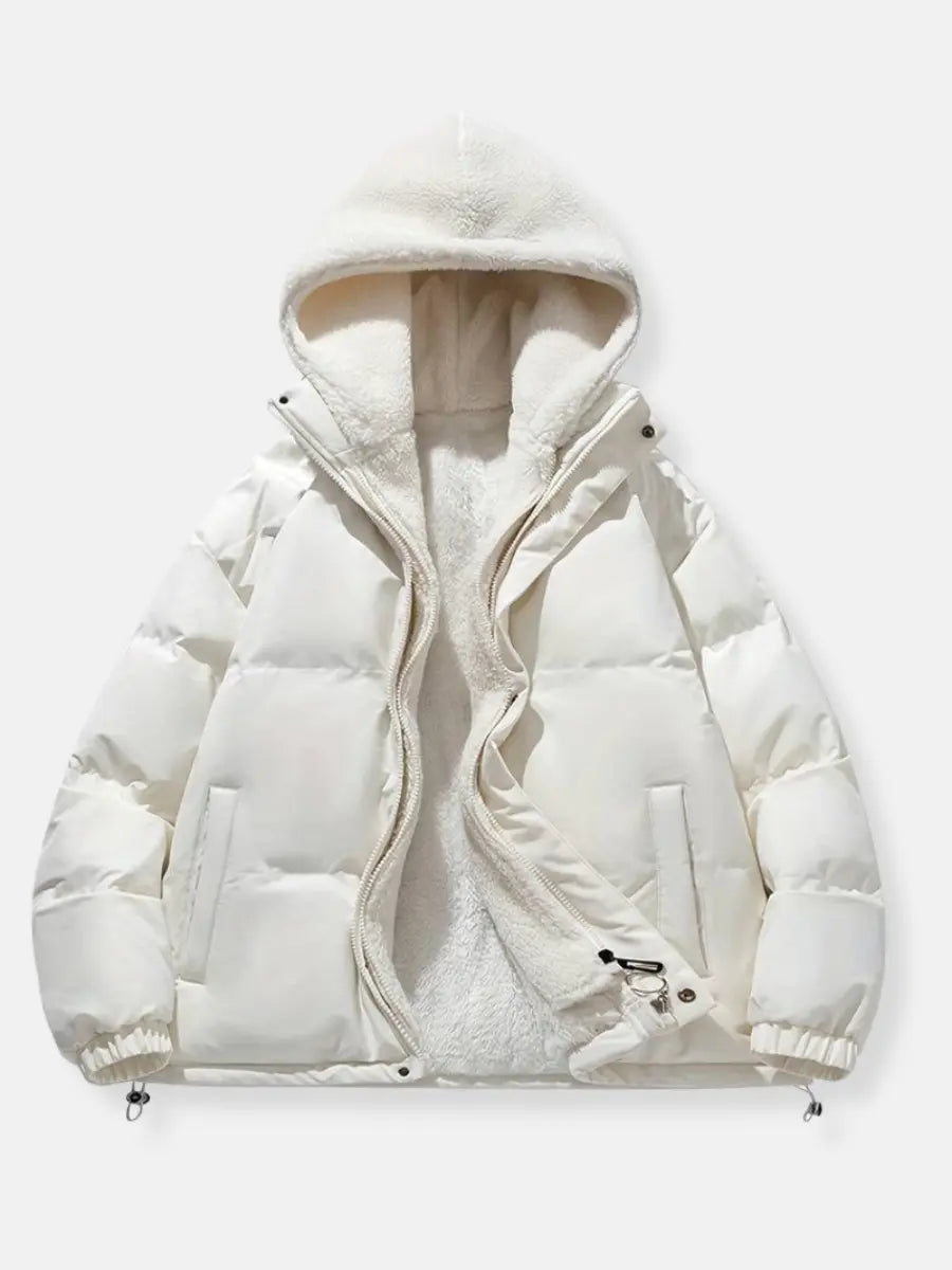 Women's Fleece Lined Winter Jacket – Hooded Zip Coat