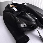 Women's Faux Shearling Aviator Jacket – Cropped Winter Jacket