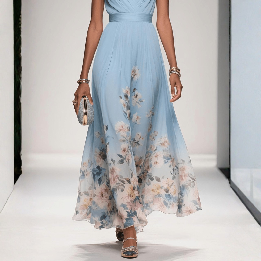 Women's Floral Wedding Guest Maxi Dress – Flowy Summer Occasion Dress