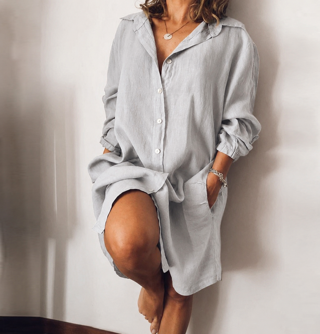 Women's Longline Tunic Blouse – Relaxed Button Front Shirt Blouse