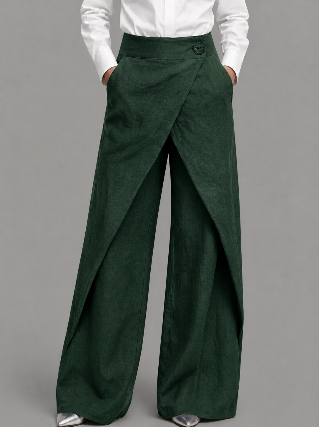 Women's Asymmetrical Pants – Draped Wrap Front Pants