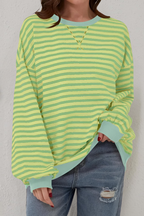 Women's Crew Neck Striped Sweatshirt – Long Sleeve Casual Pullover