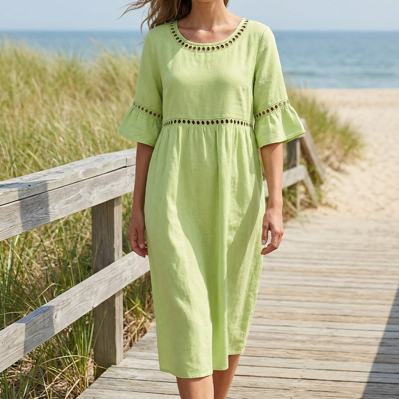Women's Flowy Midi Occasion Dress – Figure-Flattering Day-to-Evening Dress
