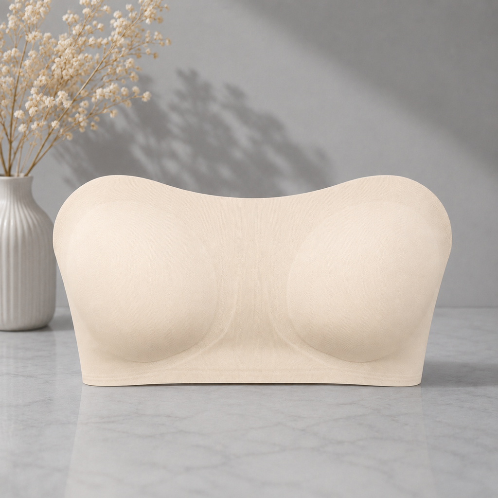 Women's Strapless Crossover Bra – Wireless Side Closure Support Bra